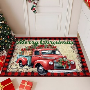 客厅玄关门廊地垫圣诞节卡通系列水晶绒地垫美式装饰耐脏耐磨地垫