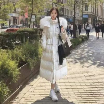 Winter Hooded with A Large Fur Collar Cinched Waist New High