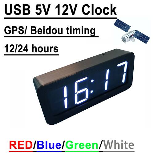 DC 5V 12V USB CAR Clock GPS Beidou Timing 12/24 Hours Electr