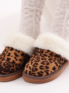 Evshine Fashion Fur Collar Fluffy Slippers Indoor Outdoor Wi