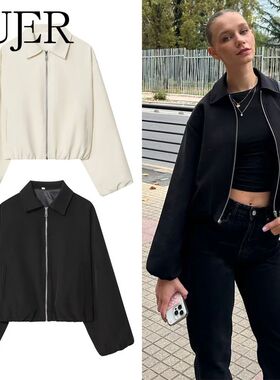 MUJER Puffed Bomber Jackets for Women Zip Varsity Cropped Ja
