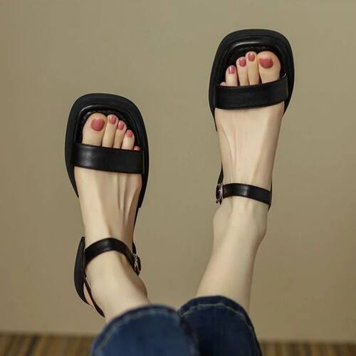 2025 Summer Women Sandals Low Heels Basic Genuine Leather Of