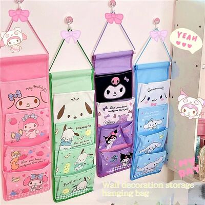 Creative Kawaii Girl Sanrioed Wall Hanging Storage Bag Carto