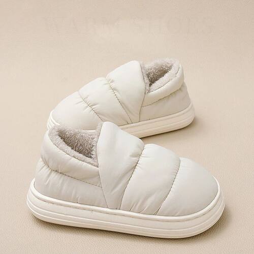 Shevalues Winter Down Fabric Slippers For Women Platform Sof