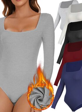 Thermal Underwear Tops Women Sexy Low Cut Square Neck Bodysu