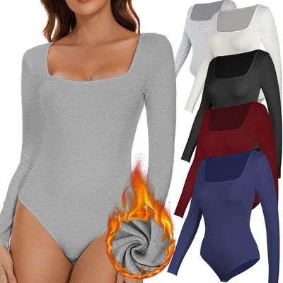 Thermal Underwear Tops Women Sexy Low Cut Square Neck Bodysu