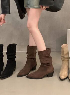 Vintage Pointed Toe Women Ankle Boots Fashion Elegant Soft S
