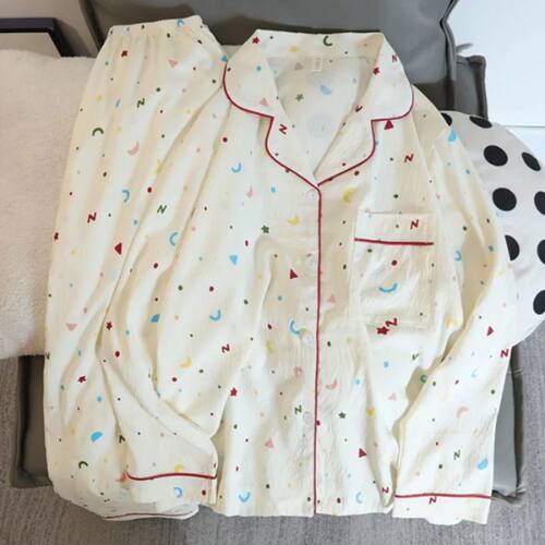 Autumn and Winter Pajamas Women Long Sleeve Pants Cardigan S