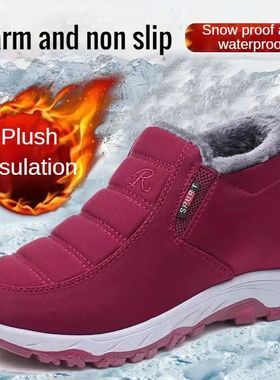 Autumn and Winter Old Beijing Cotton Shoes Women's Plush Thi