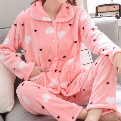 New Women's Autumn and Winter Warm Pyjamas Homewear Suit Cor