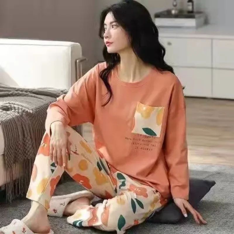 Pyjamas Set for Women's Plus Size Student Long Sleeve Spring