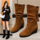 Wedge Ankle for Vintage Boots Suede Women Faux 2024 Autumn