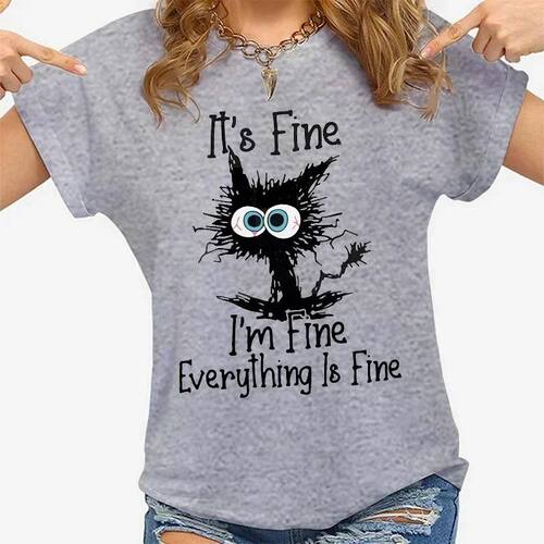 Women Clothes Cat It's Fine I'm Fine Everything Is Fine Prin
