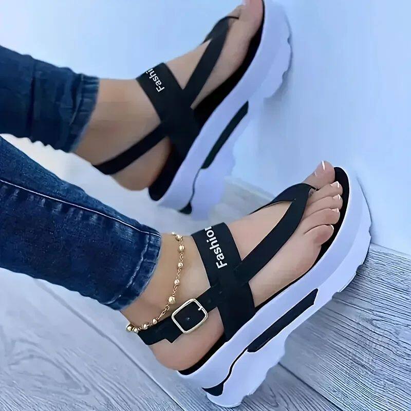 2025 New Elegant Women's Open Toed Ankle Strap Thick Heel Sa