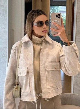 SLTNX Women's Zipper Jacket Coat New Winter Long Sleeve Pock