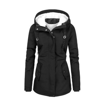 Winter Women Warm Parkas Hooded Retro Thick Plush Coats Fema