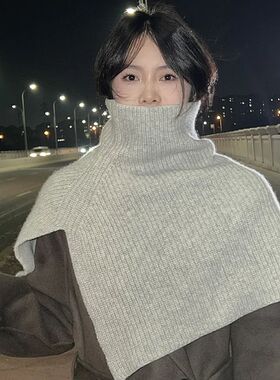 ZYCZCXX 100% Merino wool women's knitted turtleneck shawl sc