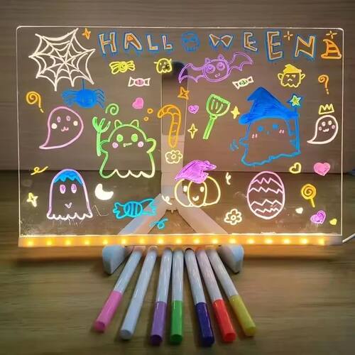 LED Light-Up Acrylic Message Board Erasable USB Drawing Boar