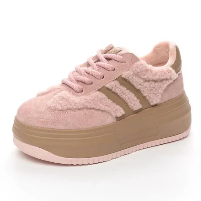 6CM Pink Natural Genuine Leather Fashion Breathable Casual W