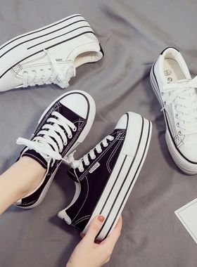 Women's Thick Soled Canvas Shoes Sponge Cake Heel Boosting S