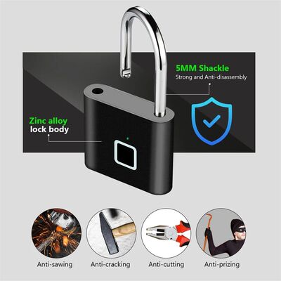 KERUI Fingerprint Lock Keyless USB Charging Smart Padlock Wa