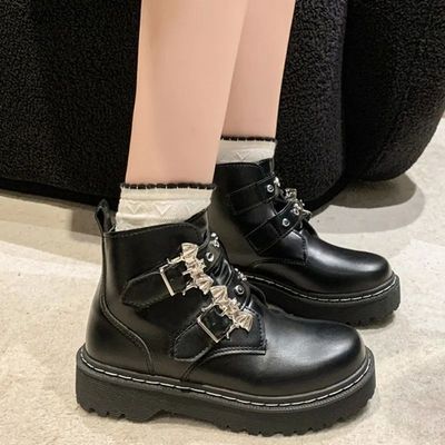 Women's Boots Chunky Hee Ladies Shoes Platform Bat Buckle Le
