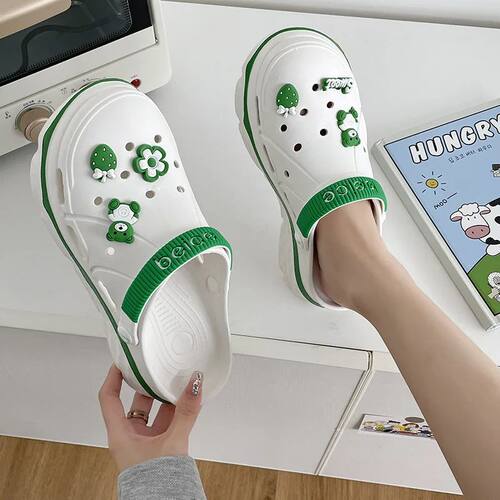 2024 New EVA Thick Sole Hole Shoes Women's Summer Solid Cute