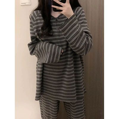 Striped Sleepwear Women Pajama Sets Piiama Pants Sets for Wo