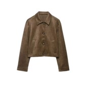Long Faux Button Sleeve Coat Jacket Suede Fashion Women