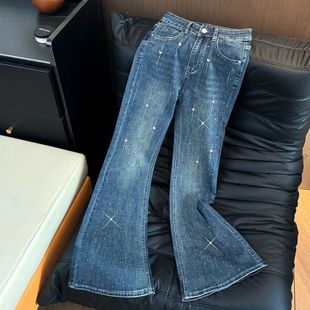 Fashion Rhinestone High Waist Skinny Jeans 2025 Spring Autum
