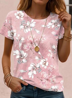New In Summer Women's T shirt Tee Floral Casual Holiday 3d P