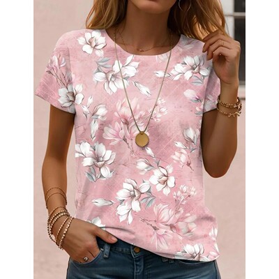 New In Summer Women's T shirt Tee Floral Casual Holiday 3d P