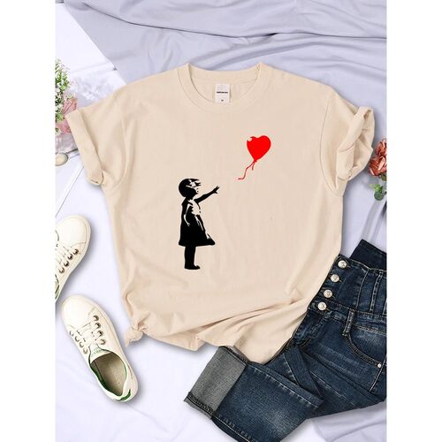 Let'S Fly Love Balloons Prints Womens T-Shirt Soft Breathabl