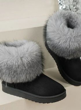 Women Shoes 2024 Retro Round Toe Women's Boots Winter Plush