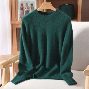 2025 New Autumn Winter Women Mink Cashmere Sweater O-Neck Pu