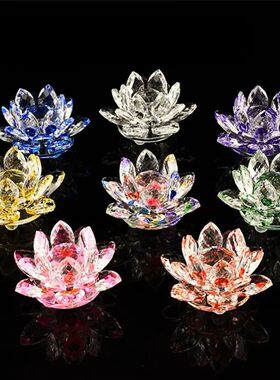 Crystal Lotus Flower Figurine Glass Craft Collection Paperwe