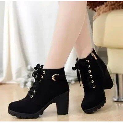 Winter  High Heeled Women Boots Cross Straps Short Boots Com