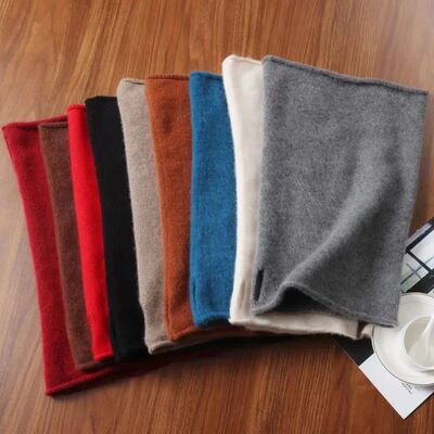 100% Pure Wool Knitted Ring Scarf Elegant Neckerscarf Female