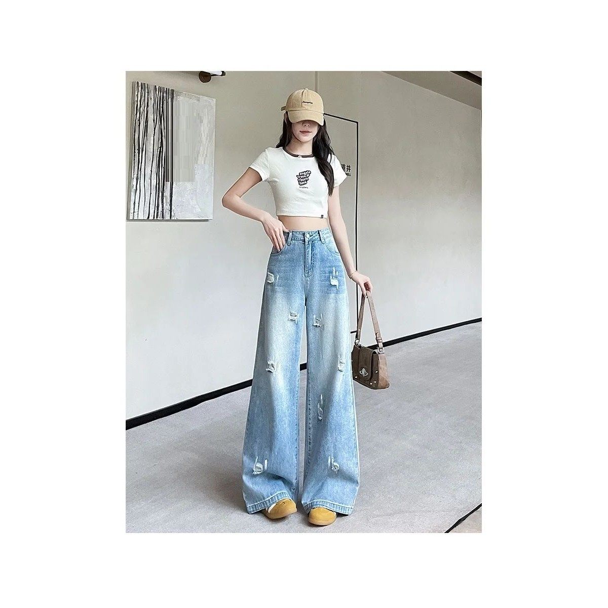 2025 Women's Spring and Summer New High Waisted Straight Leg