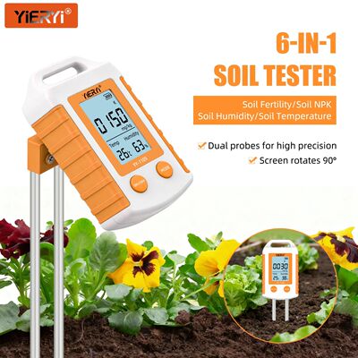 YIERYI 6 in 1 Soil Tester NPK Nutrient Meter Digital Soil Fe