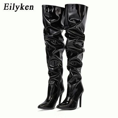 Eilyken Red Women Over The Knee Boots High Heels Patent Leat