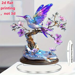 1PC Hummingbirds and Flowers 2D Flat Acrylic Figurine Home O