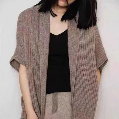100%Wool Knitted Oversize Poncho Loose Shawl Women Soft Warm