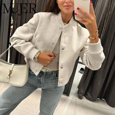 MUJER 2025 Women Jacket Cropped Bomber Jackets For Women Bei