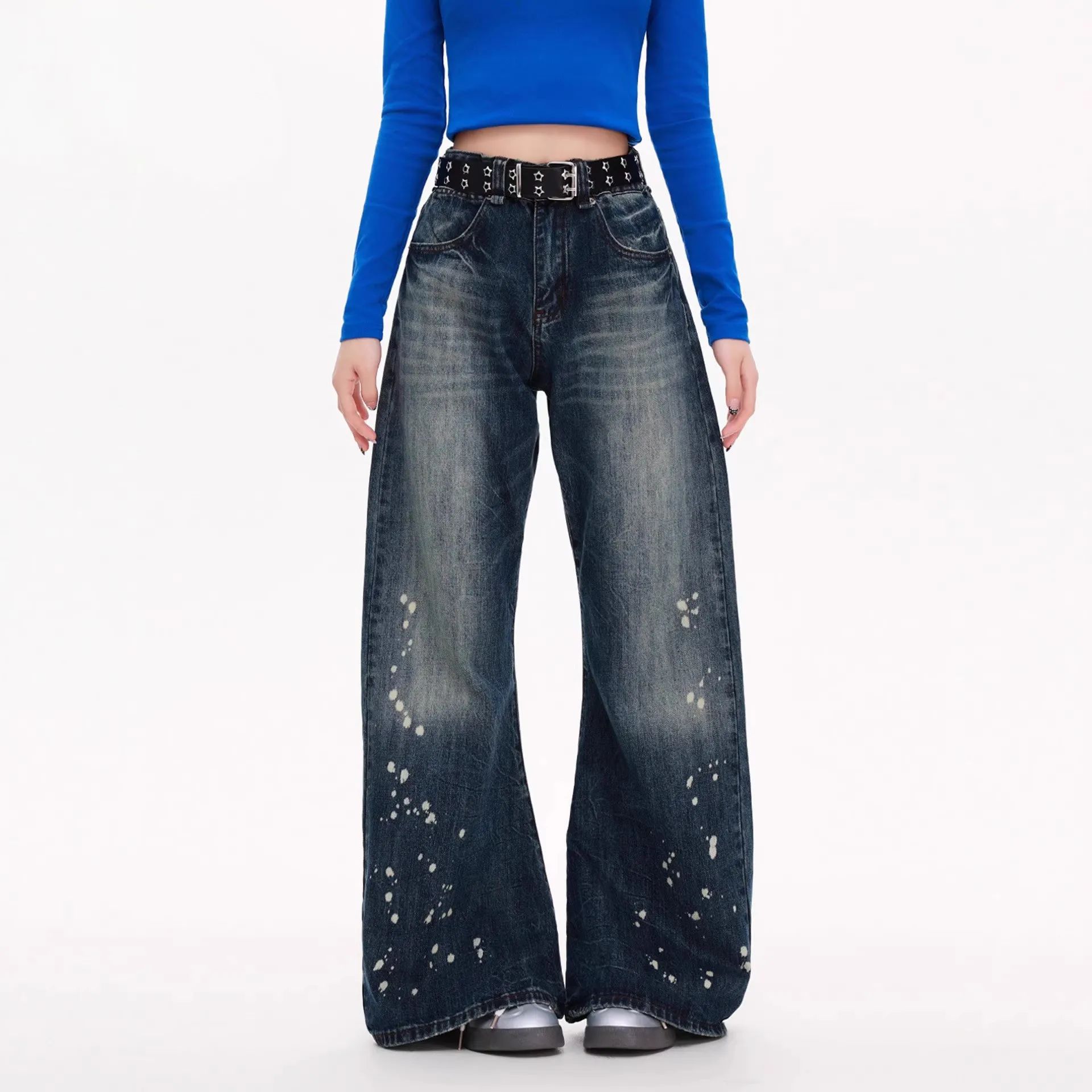 High Waist Jeans for Women's Harajuku Vintage BF Style Stree