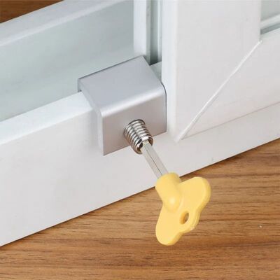 Window Lock, Adjustable Sliding Door Lock with Key, Aluminum