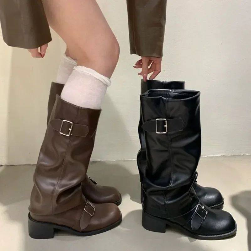 Woman Boots Knee High Platform Chunky Heels Trend Punk Gothi图片