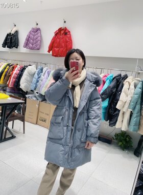 羽绒服女款2023年新款连帽大毛领中长款宽松加厚时尚收腰冬季外套