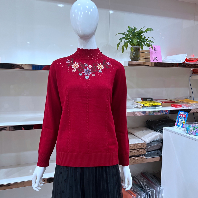 针织羊毛衫开顺正品女半高领纯色