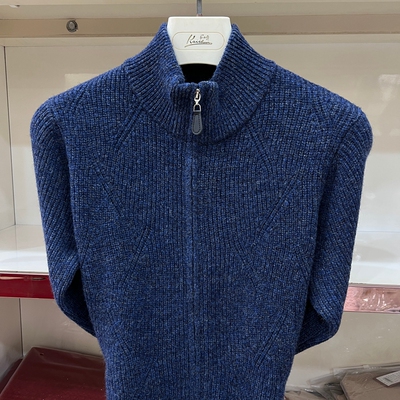 开顺羊毛衫男新款拉链领加厚毛衣